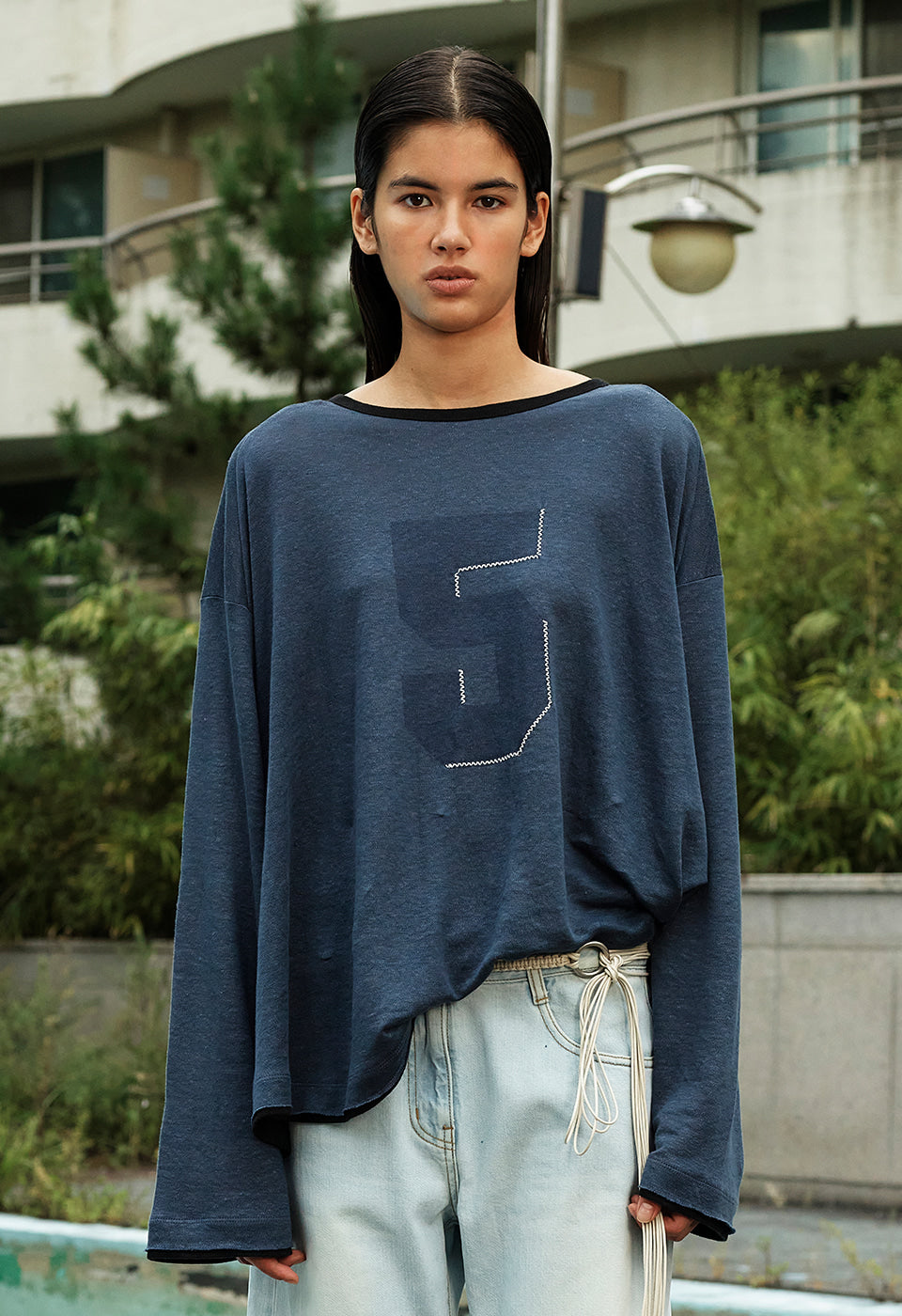 トップス Open Yy NO. 5 OVERSIZED LINEN TEE OPEN YY NO. 5 OVERSIZED LINEN TEE, NAVY – SeoulSeoul