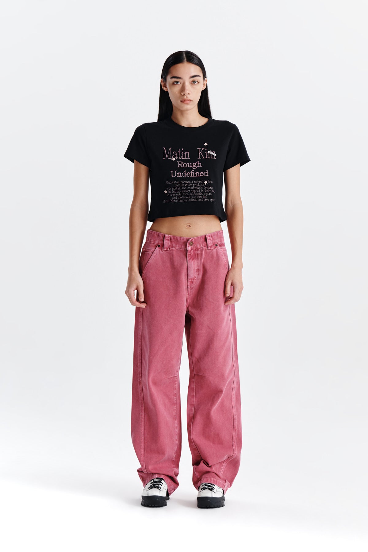 デニム・ジーパン [MATINKIM]side point color denim pants for women in pink MATIN KIM SIDE POINT COLOR DENIM PANTS FOR WOMEN IN PINK