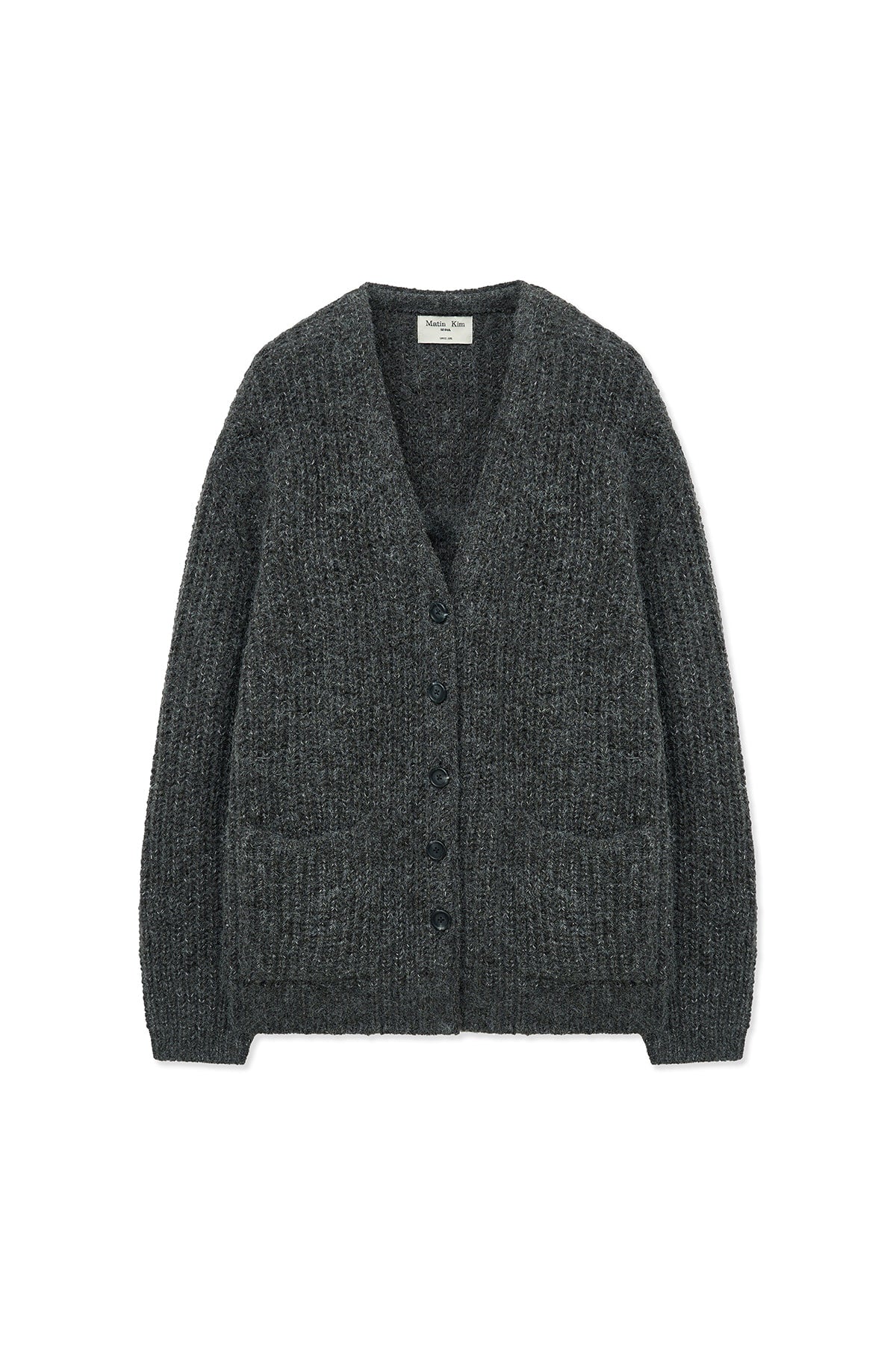 MATIN KIM SIDE BUTTON POINT OVERFIT CARDIGAN IN CHARCOAL – SeoulSeoul