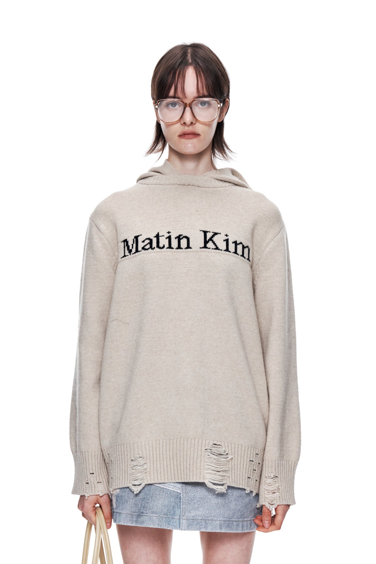 MATIN KIM DAMAGE LOGO KNIT HOODIE – SeoulSeoul