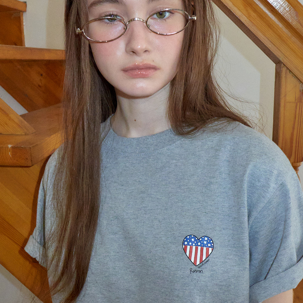 25SS【RONRON】STAR LOGO BASIC FIT 半袖Tシャツ RONRON AMERICAN HEART BASIC FIT T SHIRT GREY – SeoulSeoul