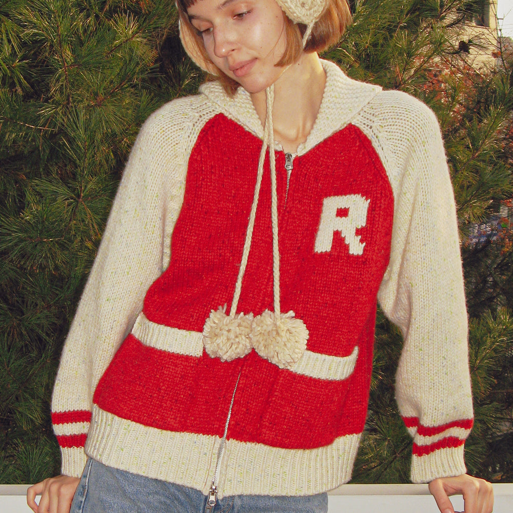 RONRON R SHAWL COLLAR KNIT ZIP UP RED – SeoulSeoul