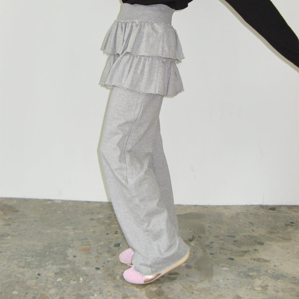 ★24-25FW新作★RONRON★CANCAN RUFFLE LAYERED PANTSKIRT RONRON CANCAN RUFFLE LAYERED PANTSKIRT MELANGE GREY – SeoulSeoul