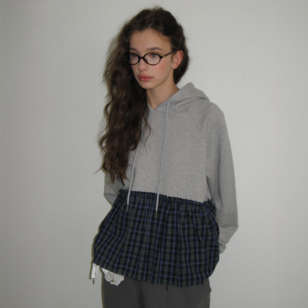 ★RONRON★ PENDANT FRILL HOODIE WIND JUMPER GREY DOT PENDANT FRILL HOODIE WIND JUMPER GREY - RONRON 론론