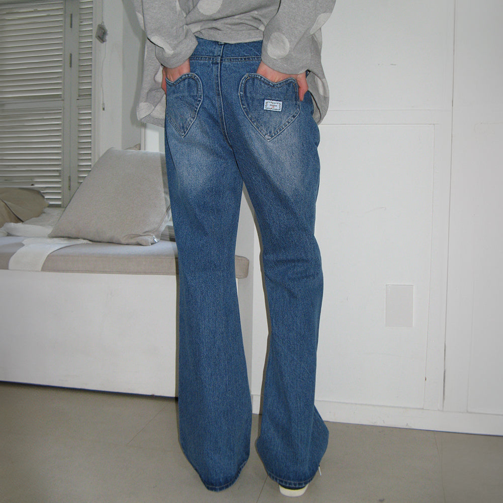 ★RONRON ★BACK HEART STITCH POCKET BOOTSCUT DENIM PANTS RONRON BACK HEART STITCH POCKET BOOTSCUT DENIM PANTS LIGHT