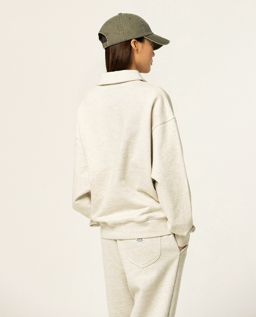 LEE Small Twitch Half Zip Up Collar Sweatshirt OATMEAL LEE Small Twitch Half Zip Up Collar Sweatshirt OATMEAL