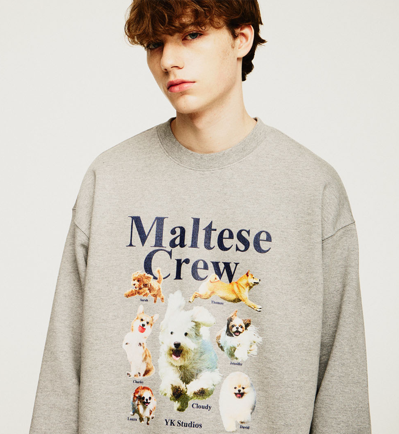 WAIKEI★Maltese crew sweatshirts WAIKEI Maltese Crew Line Graphic Sweatshirt Black – SeoulSeoul