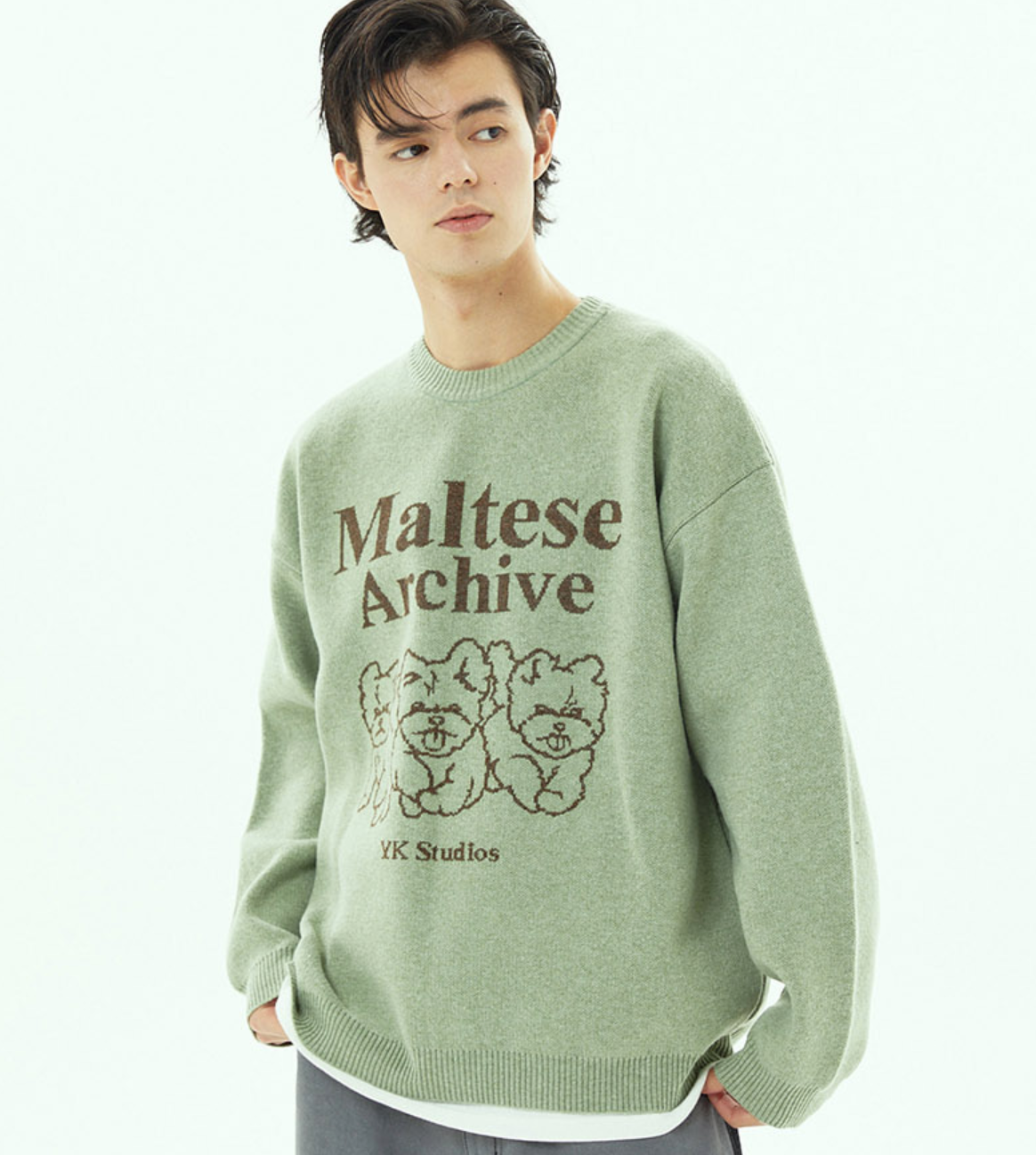 ニット・セーター Wai Kei Maltese archive line graphics knit 4BTR160 WAIKEI Maltese Archive Line Graphics Knit MINT – SeoulSeoul