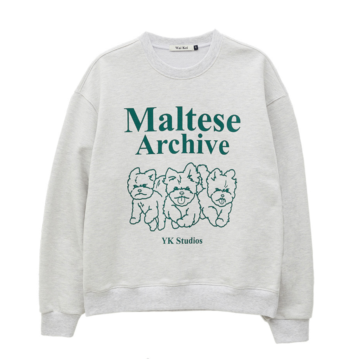 WAIKEI Maltese Archive Line Graphic Sweatshirts MELANGE