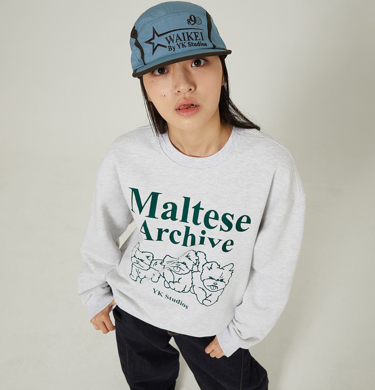 WAIKEI Maltese Archive Line Graphic Sweatshirts MELANGE