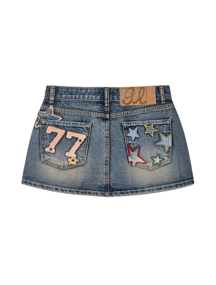 【glowny】WESTERN MINI SKIRT GLOWNY WESTERN MINI SKIRT (VINTAGE BLUE) – SeoulSeoul