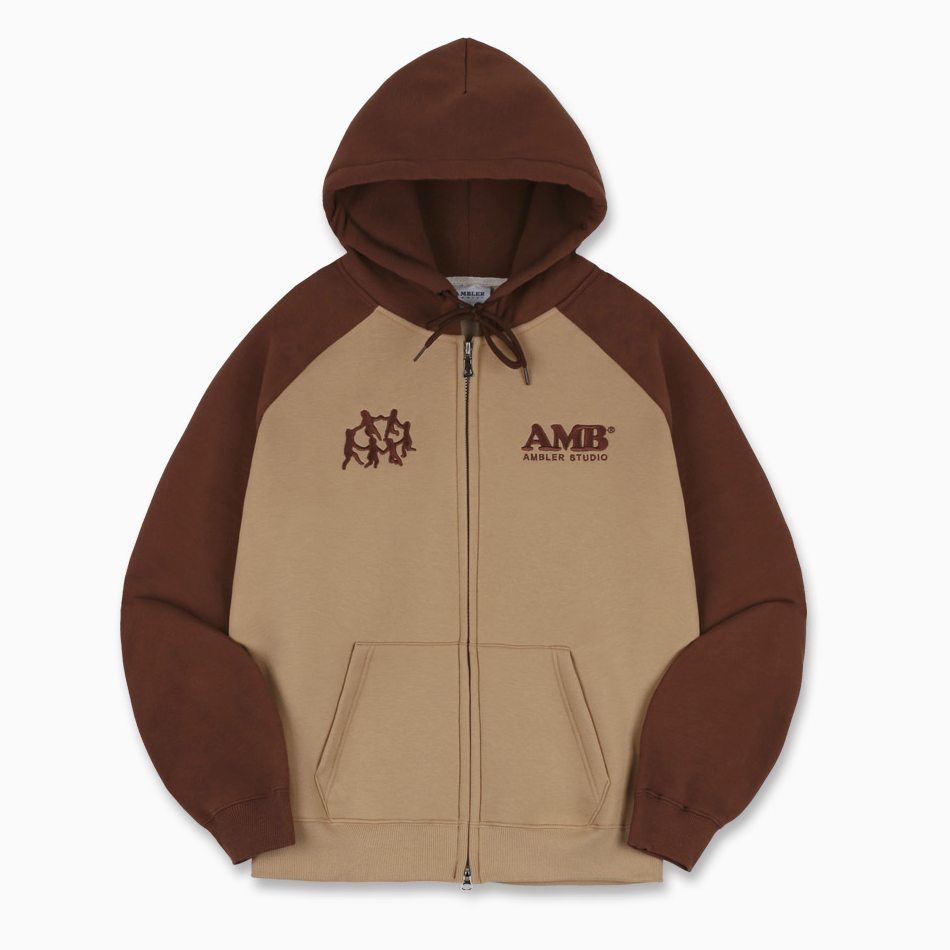 アウターその他 +AMBLER+ Round and round raglan zip-up hooded jacket navy AZ AMBLER Unisex Round and Round Zip-Up Raglan Hooded Jacket