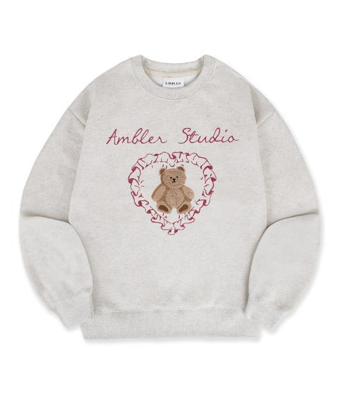 Tシャツ・カットソー +AMBLER+ Cozy bear sweatshirt purple AMM1221 AMBLER Cozy Bear Overfit Sweatshirt – SeoulSeoul