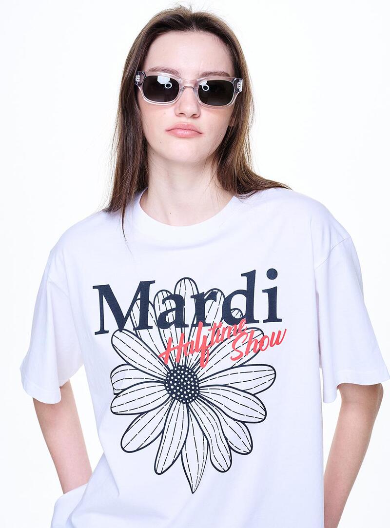 【Mardi Mercredi】UNISEX TSHIRT FLOWERMARDI HALFTIME SHOW MARDI UNISEX TSHIRT FLOWERMARDI HALFTIME SHOW_WHITE BLACK