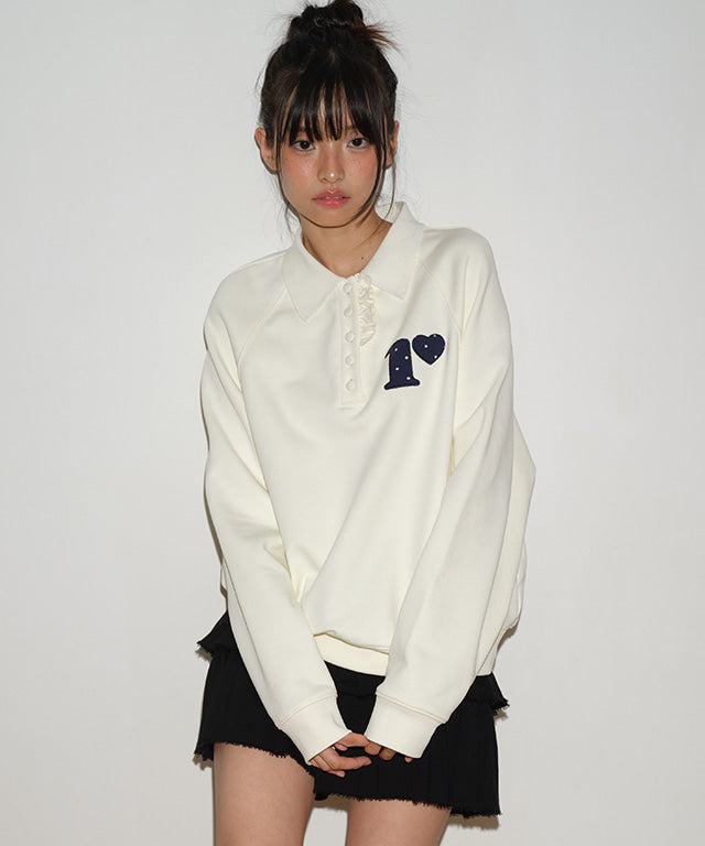 RONRON DOT R FRILL COLLAR SWEATSHIRT CREAM – SeoulSeoul