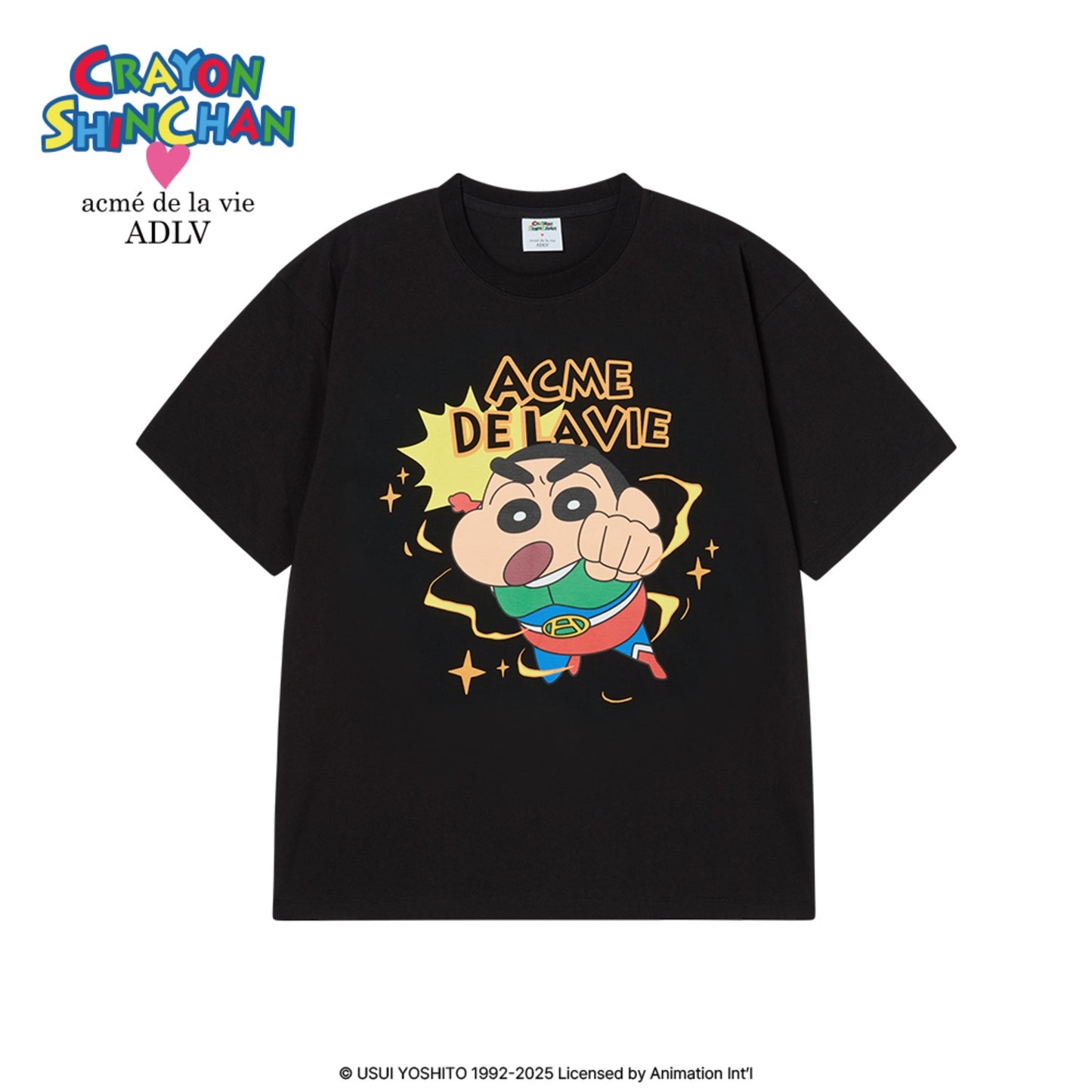 ADLV Action Kamen Shinchan T-Shirt – Cream Short Sleeve Tee with Superhero Print