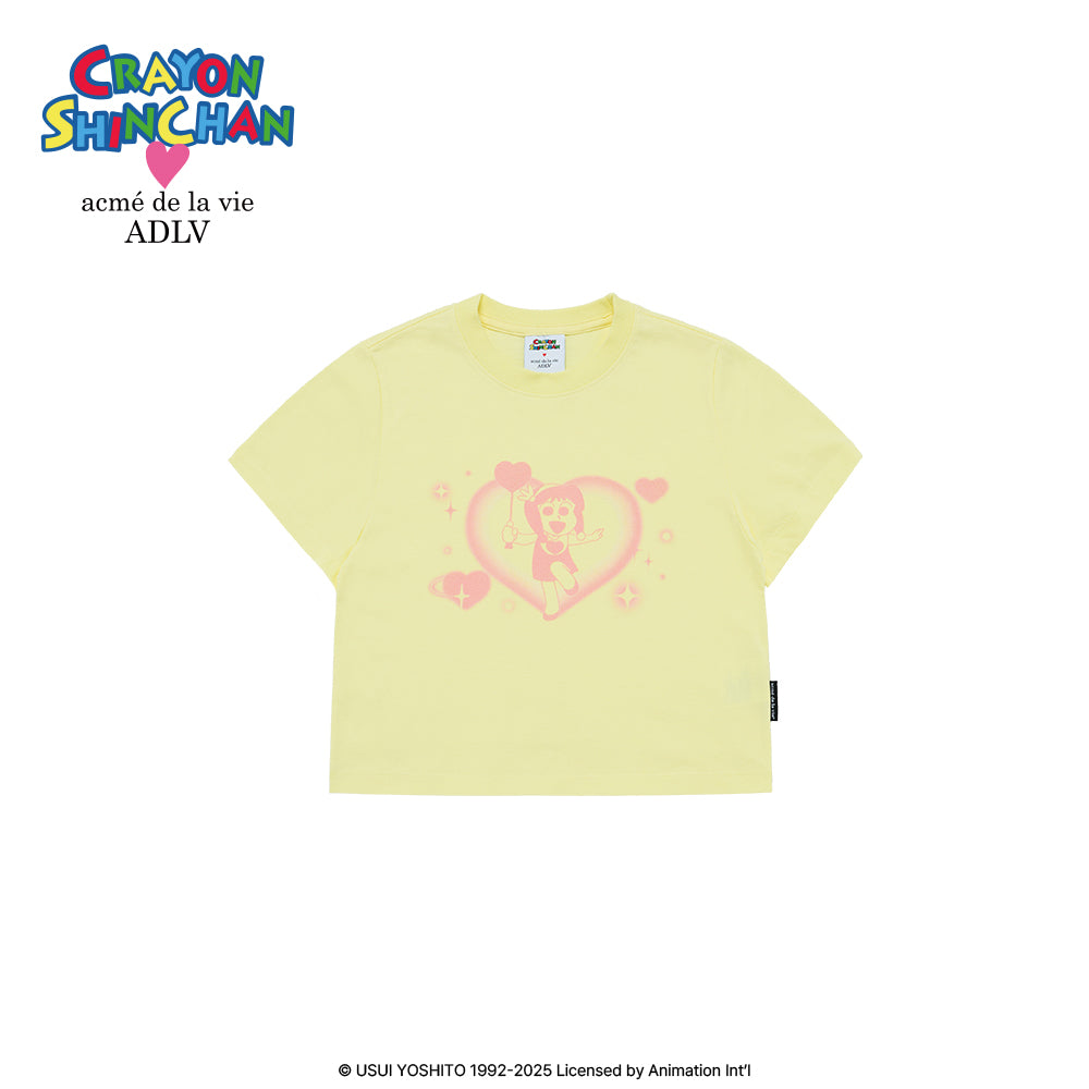 ADLV Heart Moe-P Crop T-Shirt – White Short Sleeve Tee for Women