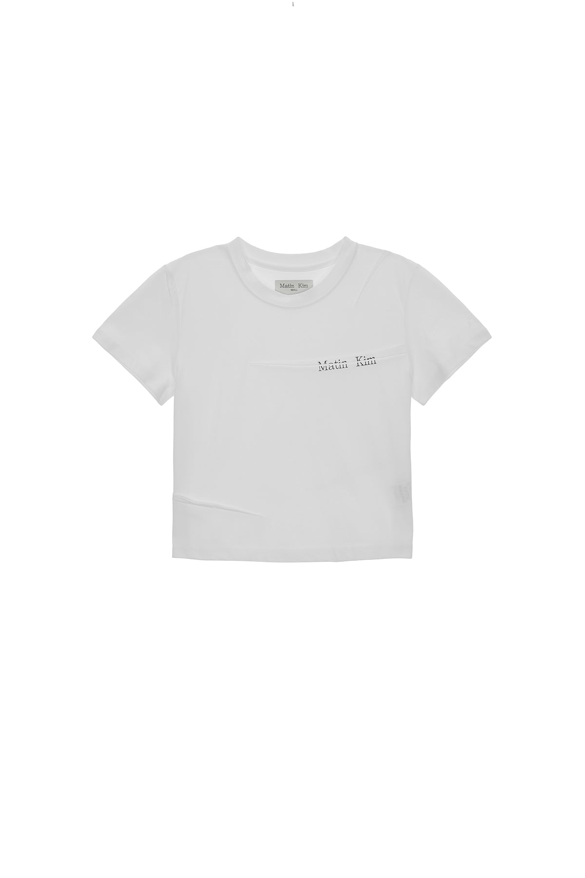 ★Matin Kim★ SLIT PINTUCK POINT CROP TOP IN WHITE MK2411TS0 MATIN KIM SLIT PINTUCK POINT CROP TOP IN WHITE – SeoulSeoul