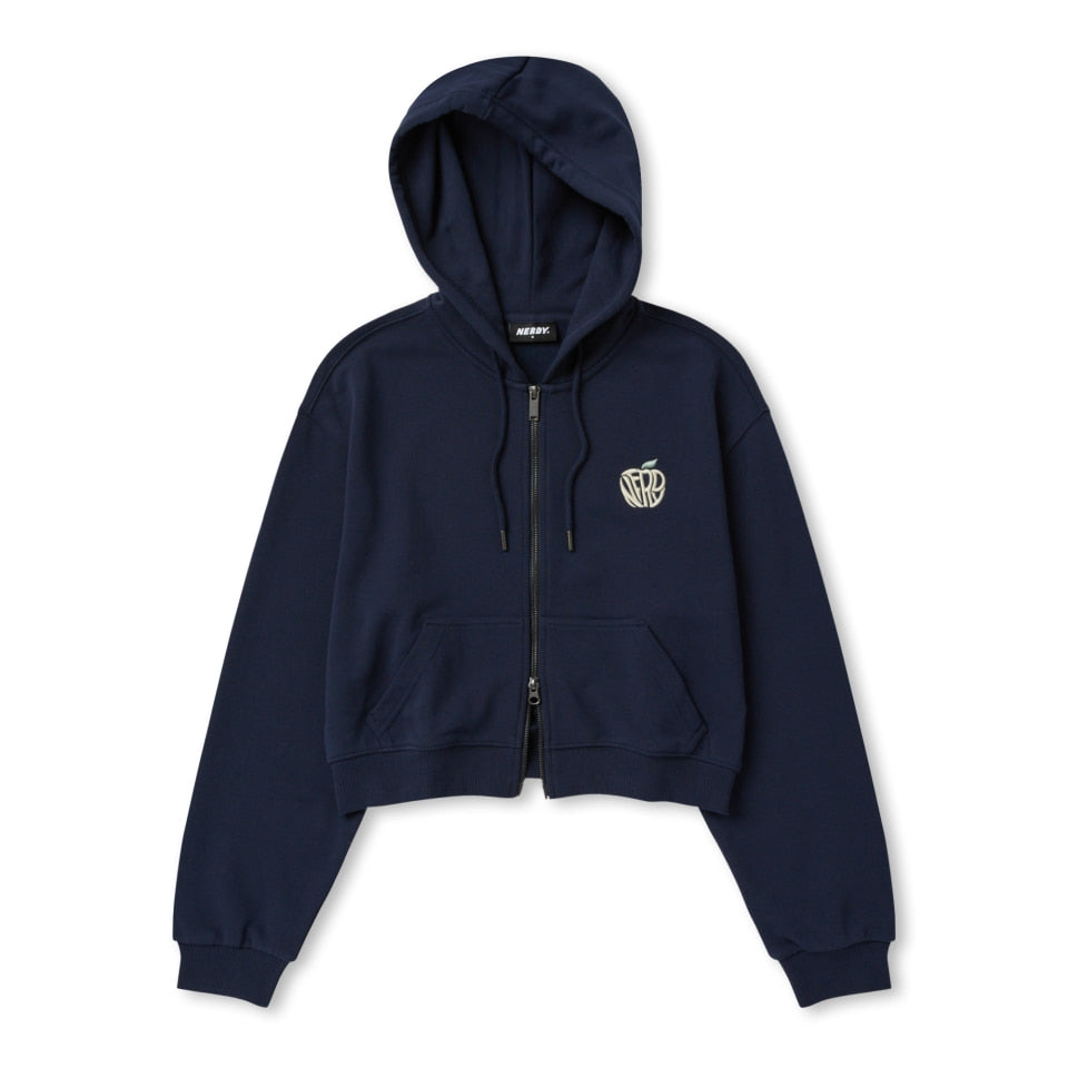 [ NERDY ]★24FW★WOMEN'S SOUFFLE CROP HOODIE ZIP-UP SET NERDY Souffle Crop Hoodie Zip-up Navy – SeoulSeoul
