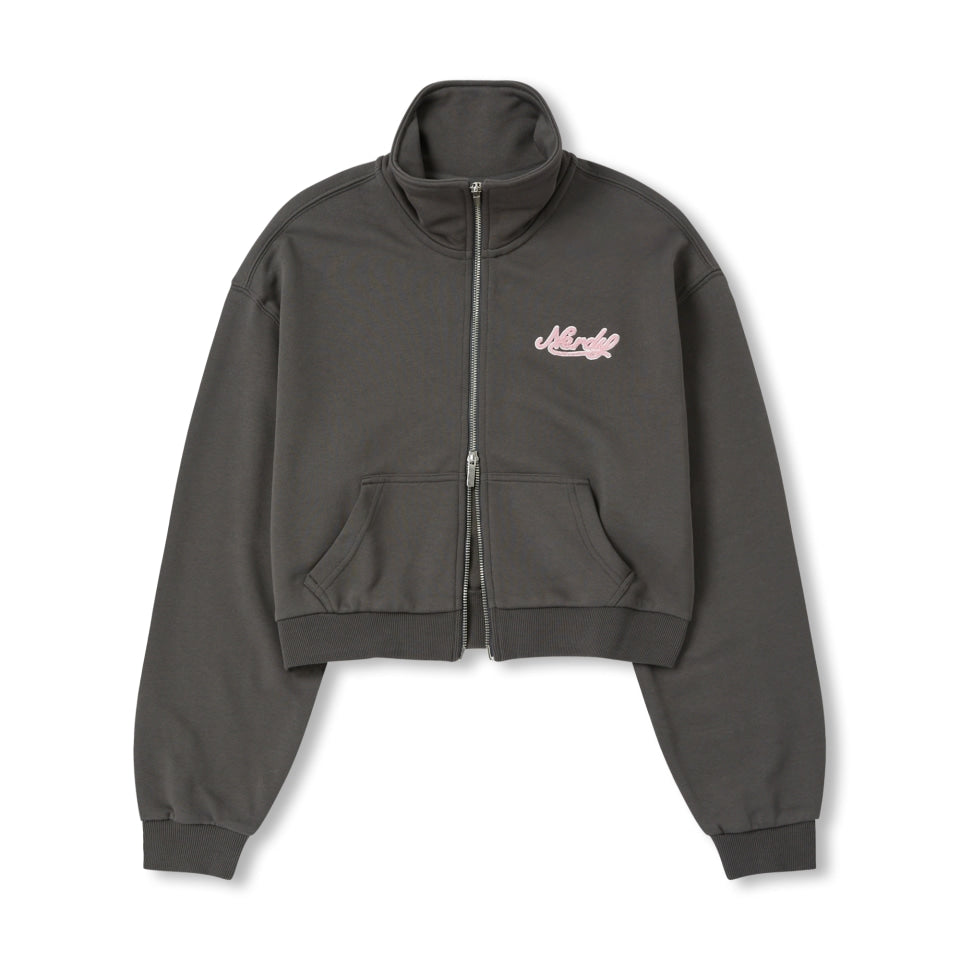 NERDY Culsive Logo Crop Sweatshirt Charcoal – SeoulSeoul