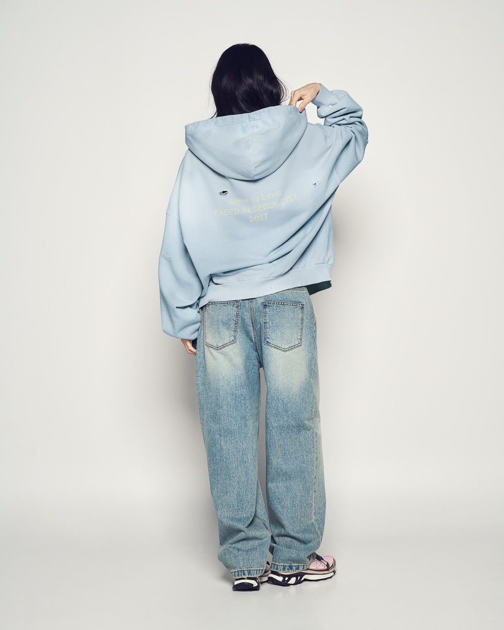 acmé de la vie ADLV DISTRESSED HOODIE SKY BLUE – SeoulSeoul