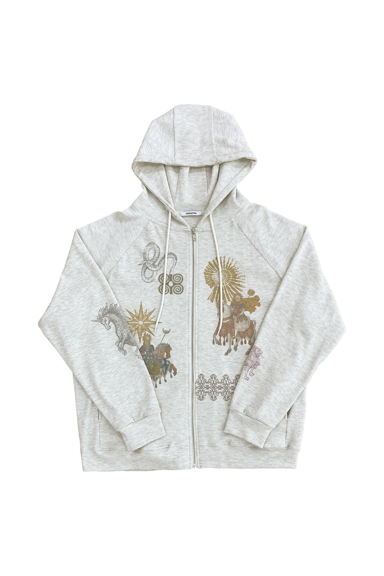 toomuchtax TAROT WAFFLE ZIP-UP HOODIE (IVORY) – SeoulSeoul