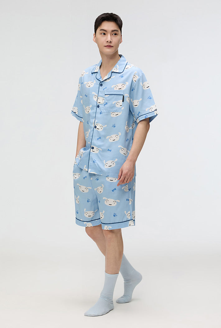 SPAO x CRAYON SHINCHAN Short Sleeve Sleep Pajamas LIGHT BLUE