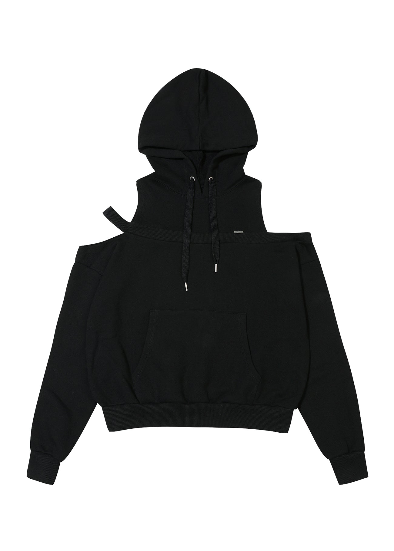 BOHEMSEO CUT OUT OFF SHOULDER HOODIE, BLACK – SeoulSeoul