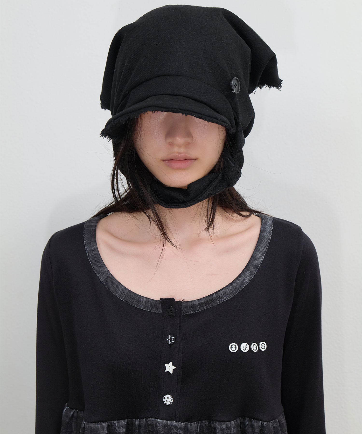 帽子 Ojos Scarf Veil Wool Cap / Black f216125d0792c805baf6531f16599d