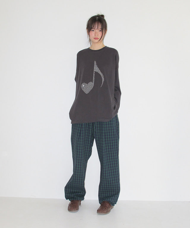 RONRON BACK HEART POCKET BANDING JOGGER PANTS GREEN CHECK RONRON BACK HEART POCKET BANDING JOGGER PANTS GREEN CHECK