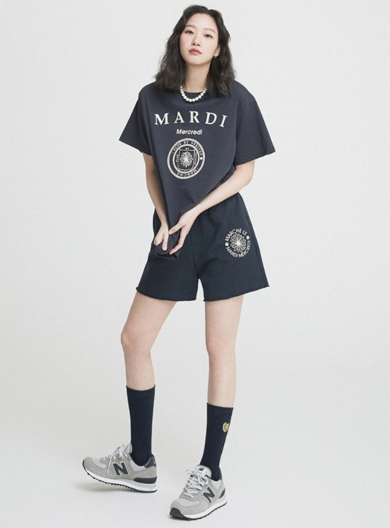 ●Mardi Mercredi●SWEAT SHORTS MARCHE EMBLEM_Navy MARDI SWEAT SHORTS MARCHE EMBLEM_NAVY CREAM – SeoulSeoul