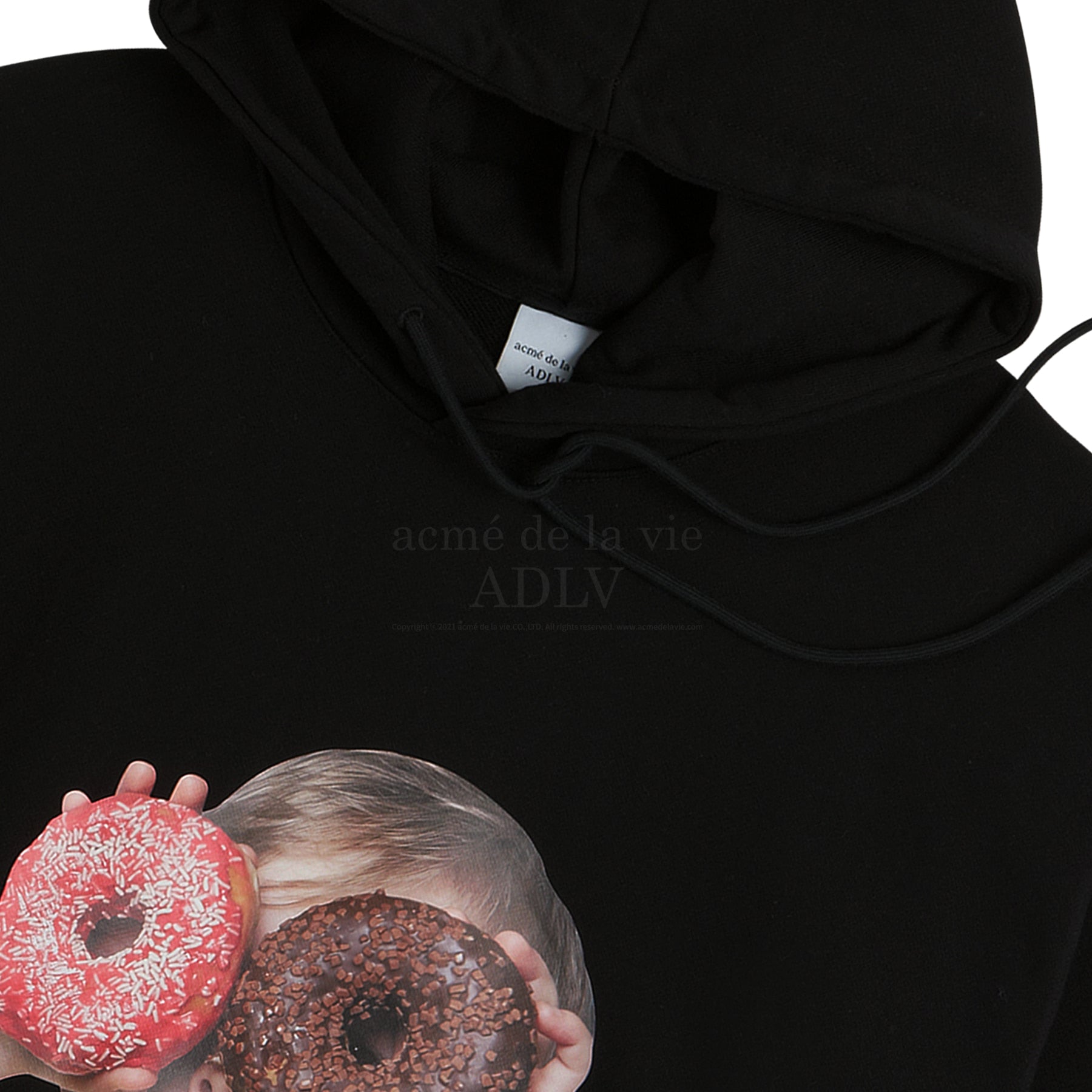 ★【acme'delavie】★ADLV BABY FACE HOODIE BLACK DONU.T 1★ 000-ADLV-22FW-HDBKBF-SDV-002.