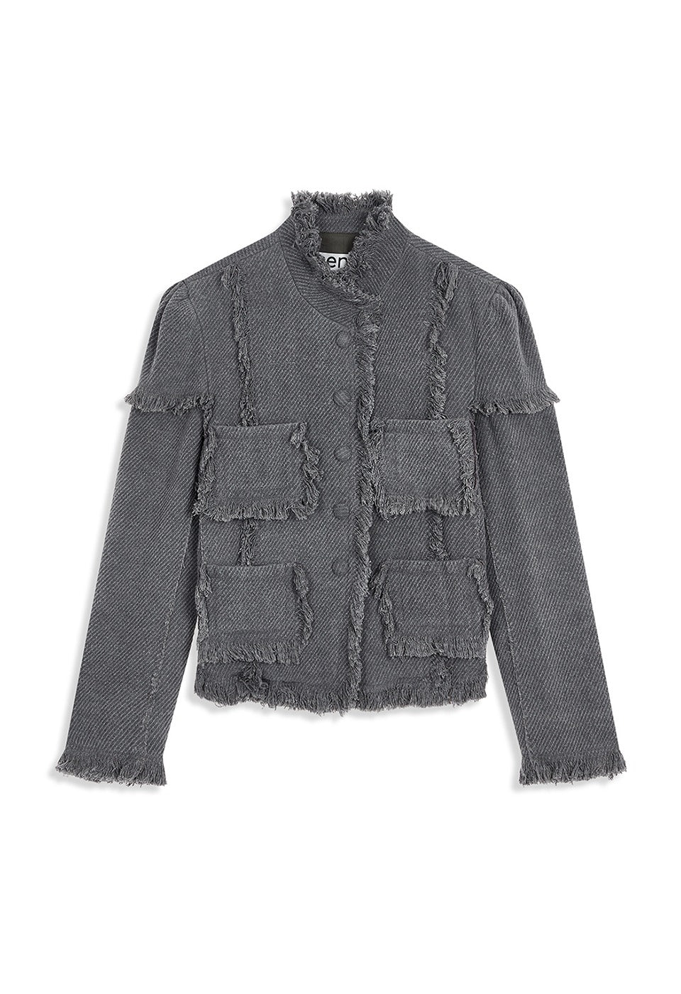 OPEN YY FRAYED TWEED JACKET, CHARCOAL – SeoulSeoul