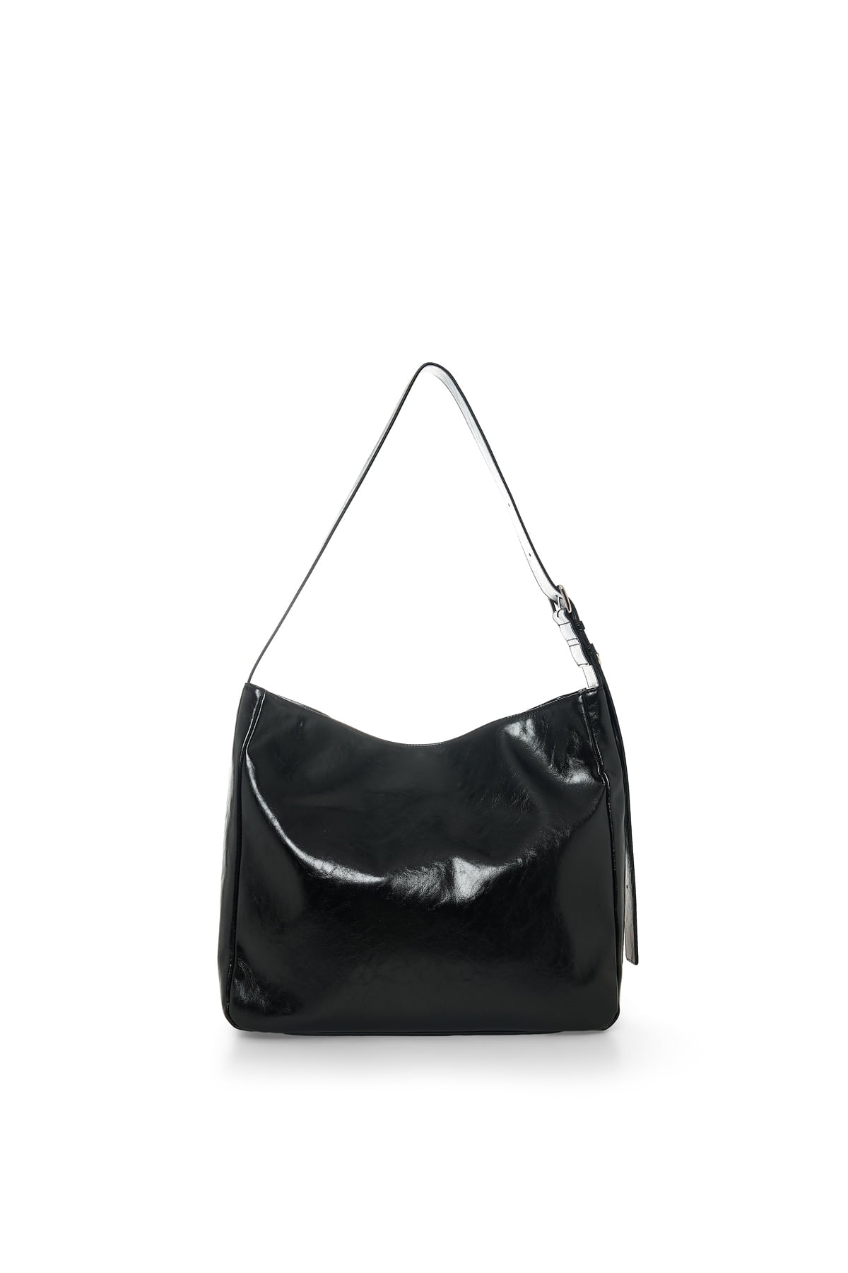 MATIN KIM MATIN EYELET POINT LAYERED BIG SHOULDER BAG IN BLACK