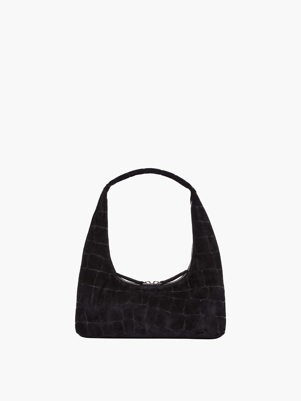 Black handbag on a white background
