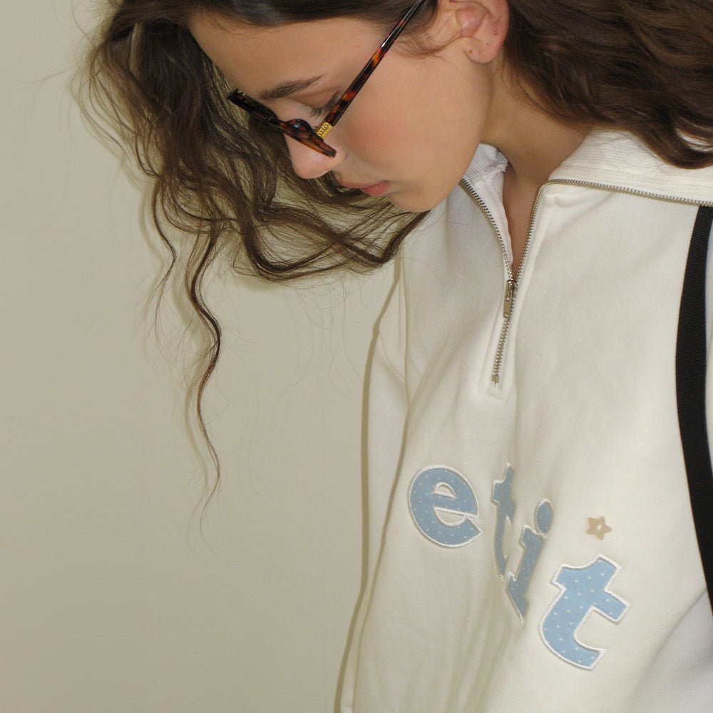 セットアップ RONRON STAR BUTTON PETIT APPLIQUE HALF ZIP UP SWEATSHIRTS WH RONRON STAR BUTTON PETIT APPLIQUE HALF ZIP UP SWEATSHIRTS