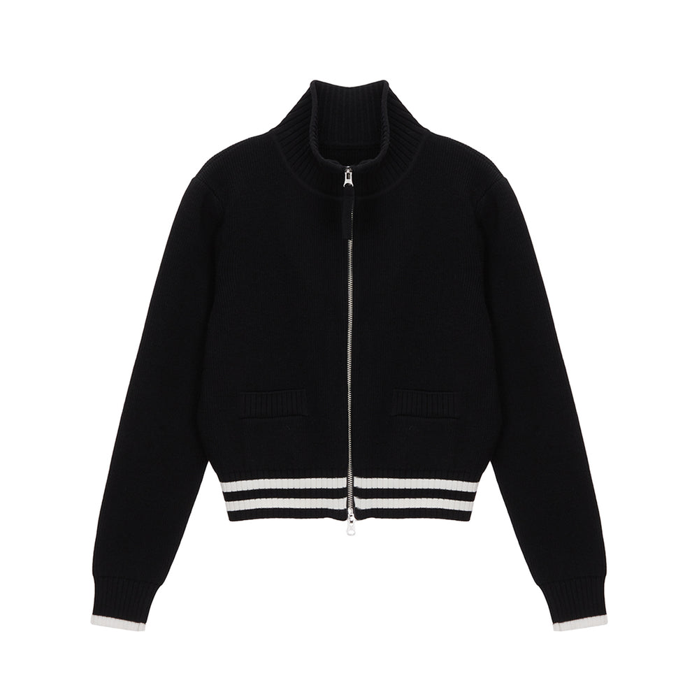 MATIN KIM SPELL POINT STRIPE KNIT CARDIGAN IN BLACK – SeoulSeoul