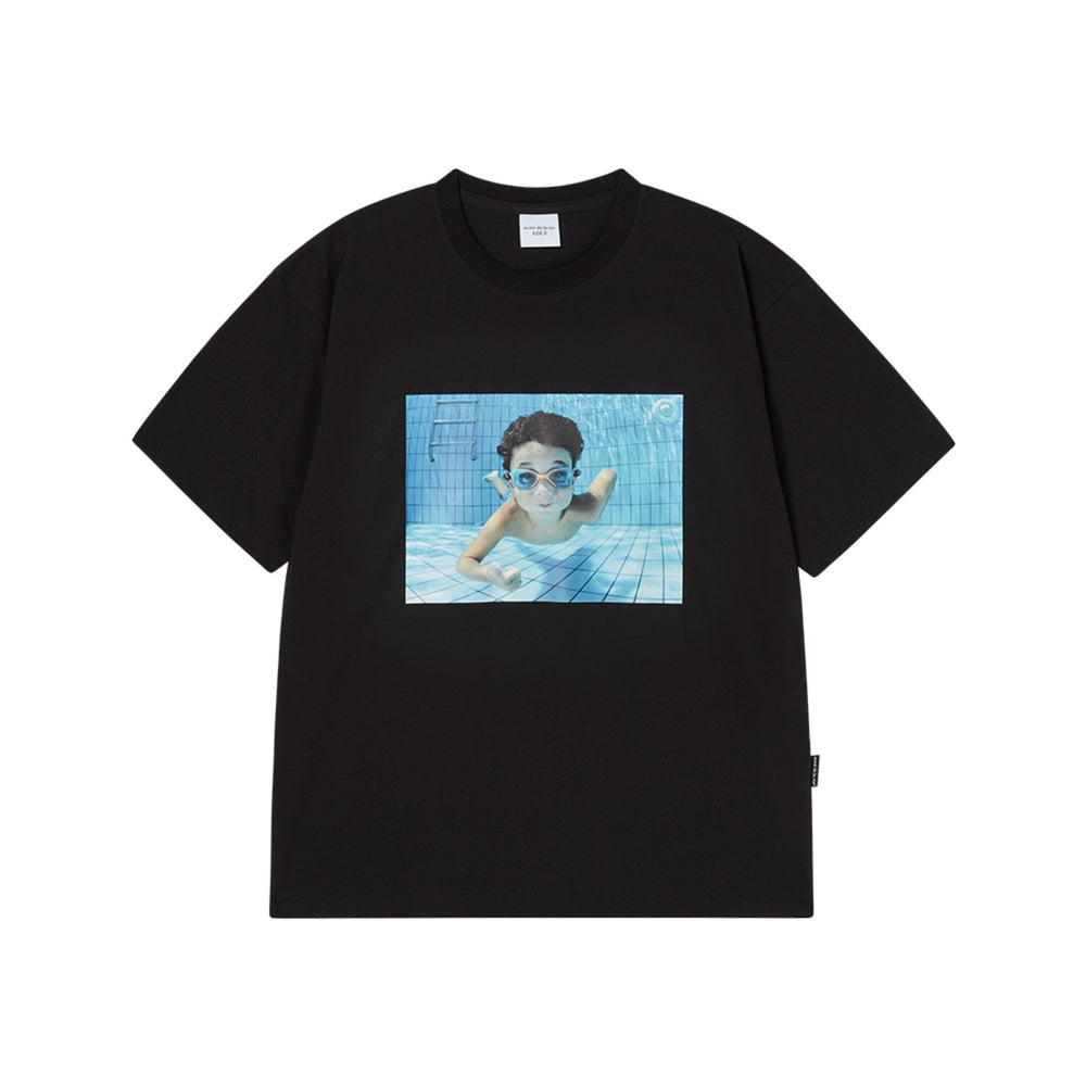 ADLV Baby Face Diving Boy Graphic Short Sleeve T-Shirt – Front View