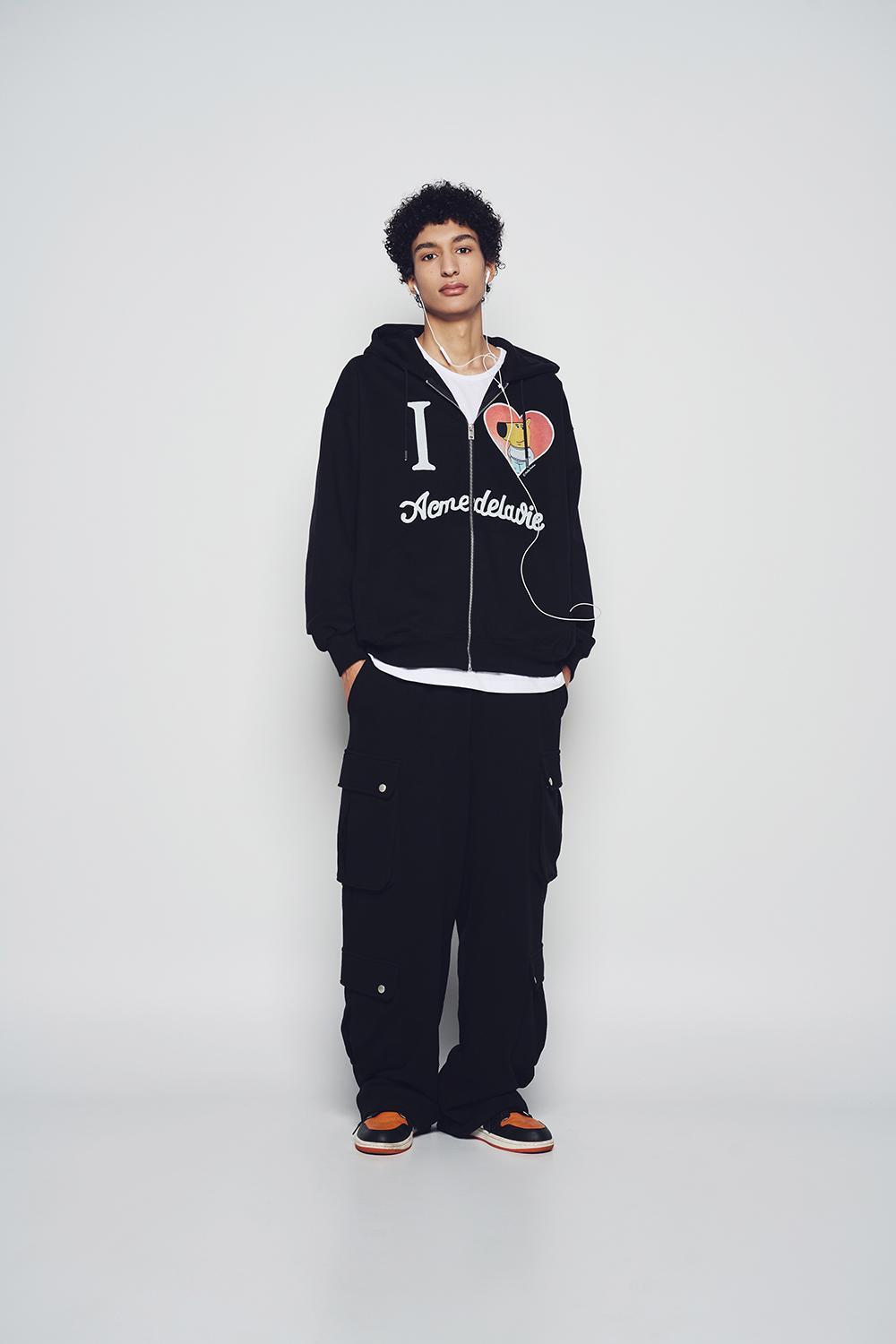 ★早期完売★ADLV★ ILOVEYOU CHILL GUY HOODIE ZIP UP★大人気 acmé de la vie ADLV ILOVEYOU CHILL GUY HOODIE ZIP UP BLACK