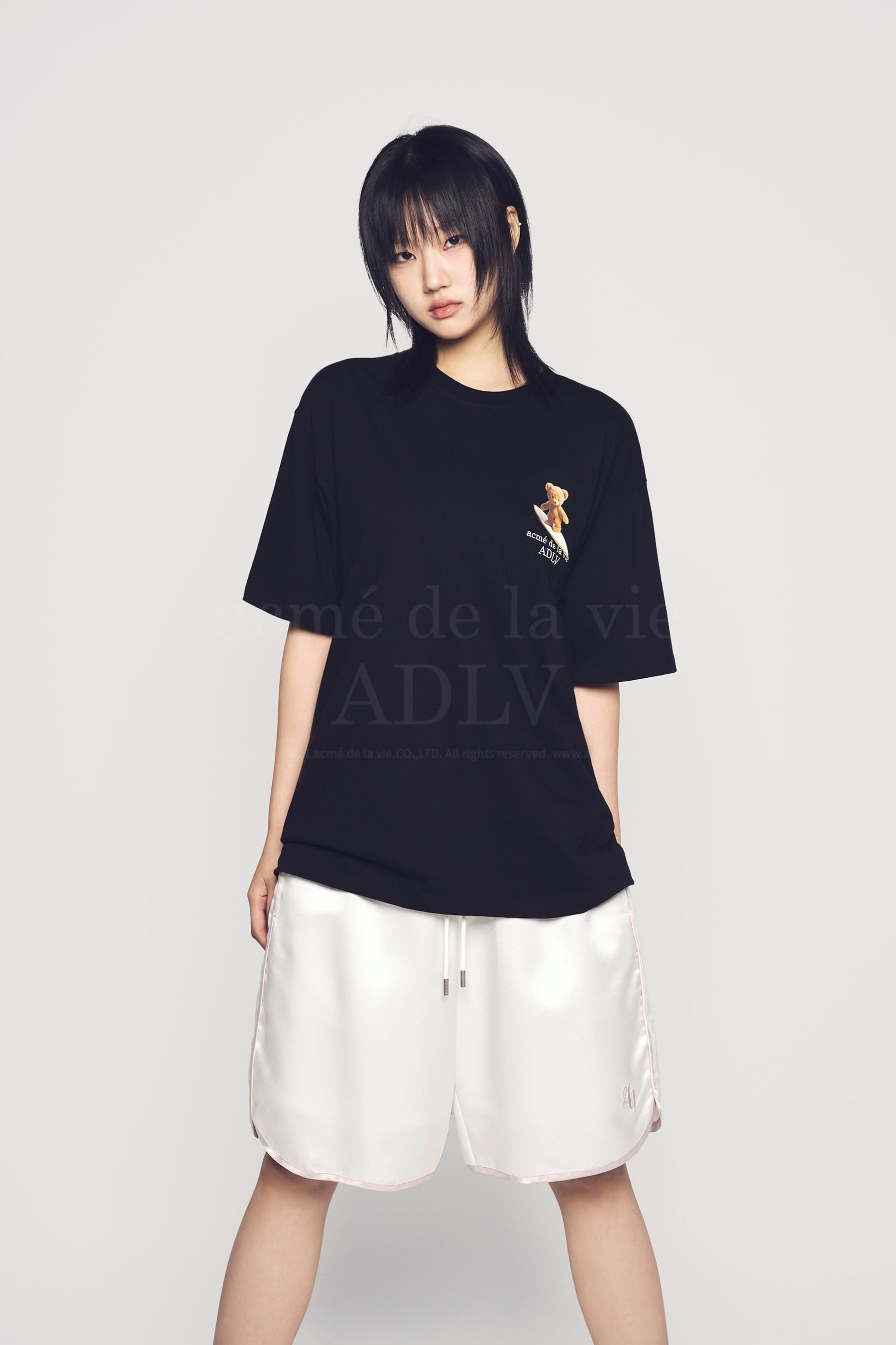 【ADLV】WOMAN SURFING STANDARD SHORT SLEEVE TSHIRT acmé de la vie ADLV SURF BEAR SHORT SLEEVE T-SHIRT BLACK