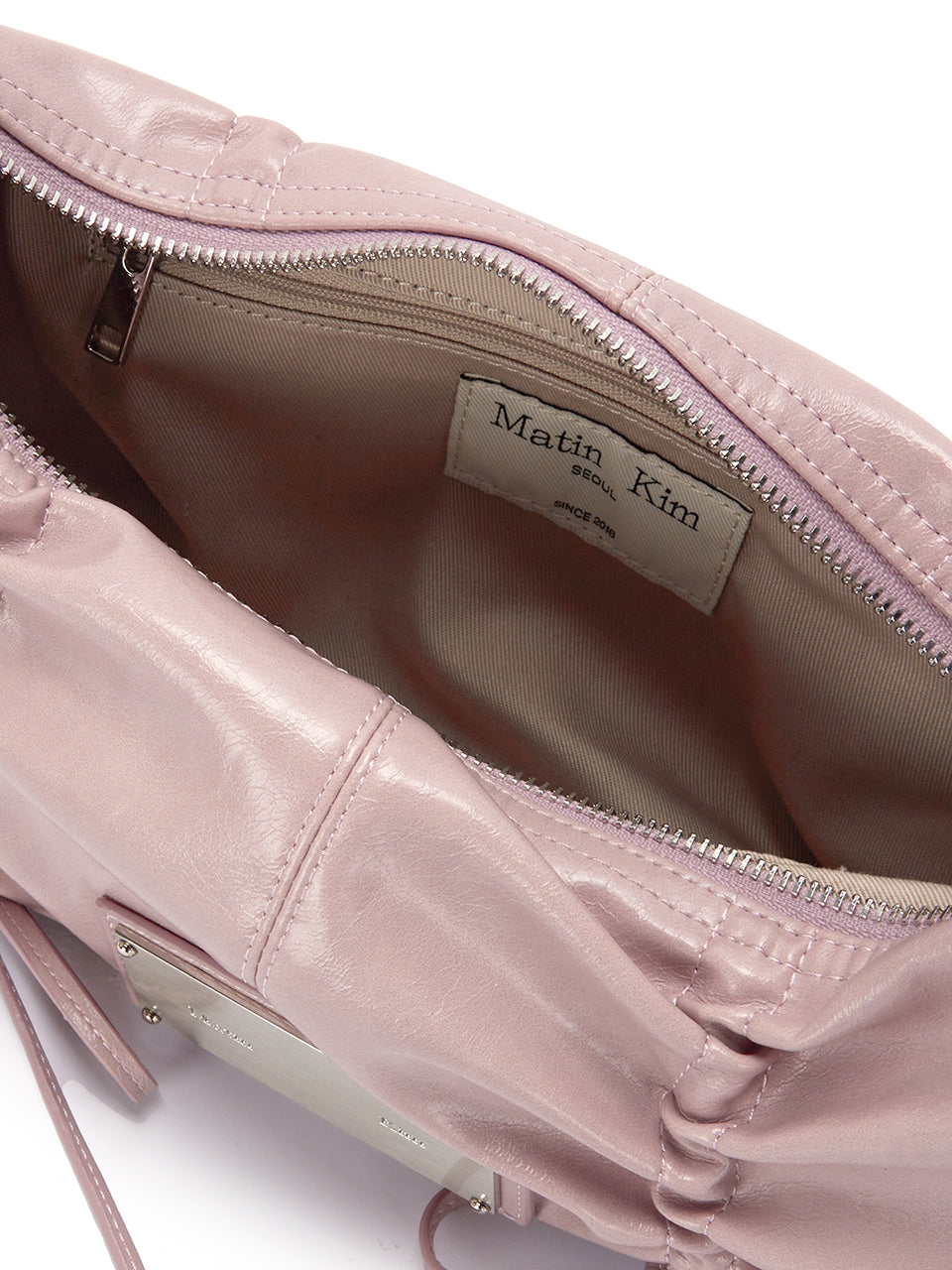 MATIN KIM HALF SHIRRING RIBBON ROUND BAG IN PINK – SeoulSeoul MATIN KIM HALF SHIRRING RIBBON ROUND BAG IN PINK – SeoulSeoul