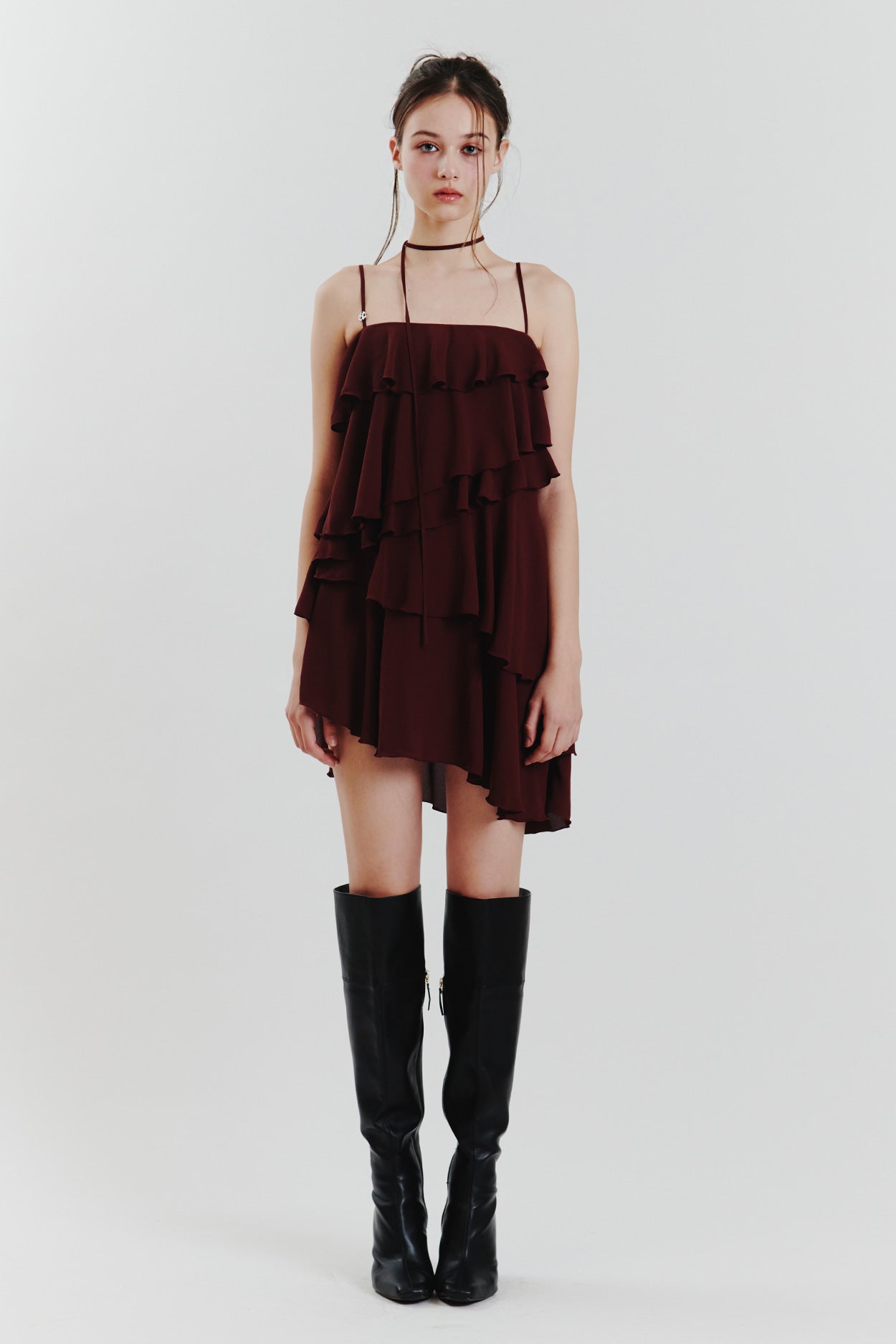 [PAIN OR PLEASURE] / ☆ ELLA FRILL DRESS / wine PAIN OR PLEASURE ELLA FRILL DRESS WINE – SeoulSeoul