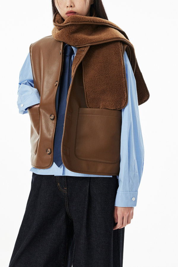 ダウンベスト NOIAGO Muffler padding vest brown NOI1453 muffler padding vest (brown) - 노이아고 (NOIAGO)