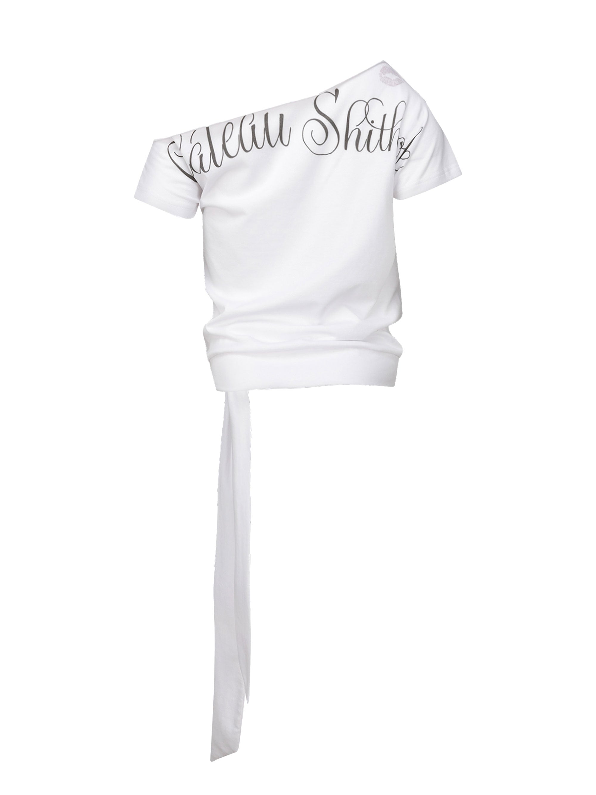 トップス SCULPTOR Chateau Shithole Tie Te S SCULPTOR Chateau Shithole Tie Tee White | Shop Graphic Ribbon Tops
