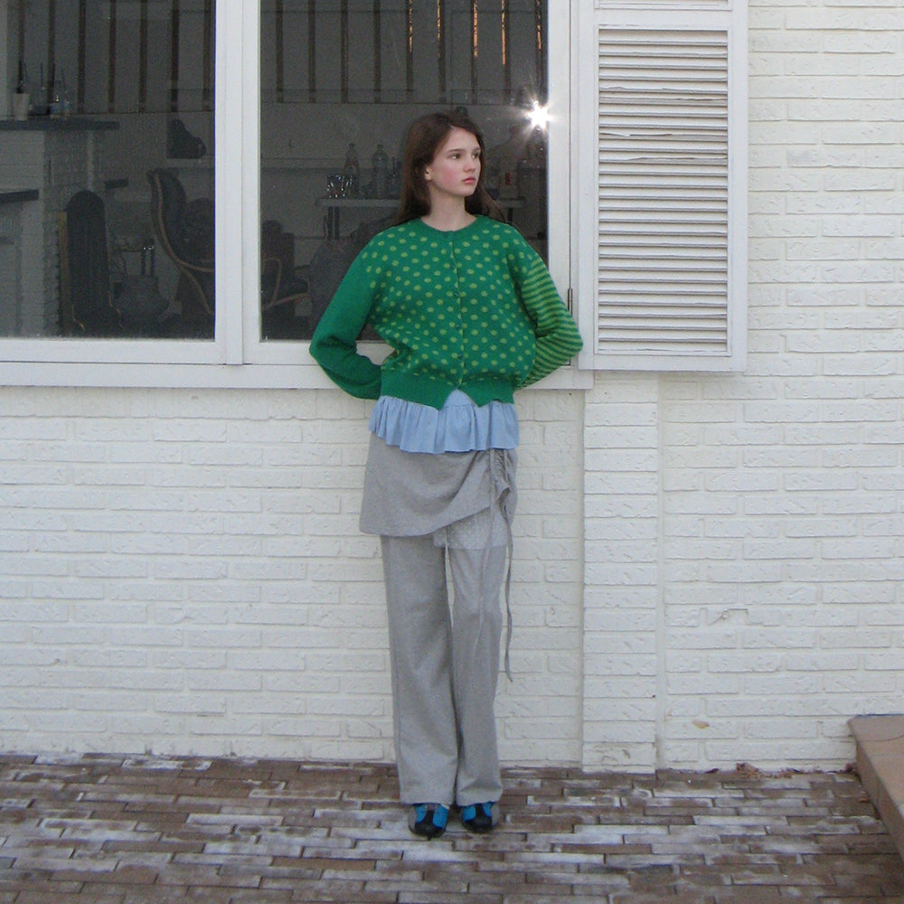 【RONRON】SHEER DOT TIERED SKIRT RONRON DOT SHEER LAYERED BOOTSCUT PANTSKIRT GREY – SeoulSeoul
