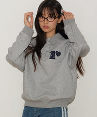RONRON DOT R FRILL COLLAR SWEATSHIRT GREY