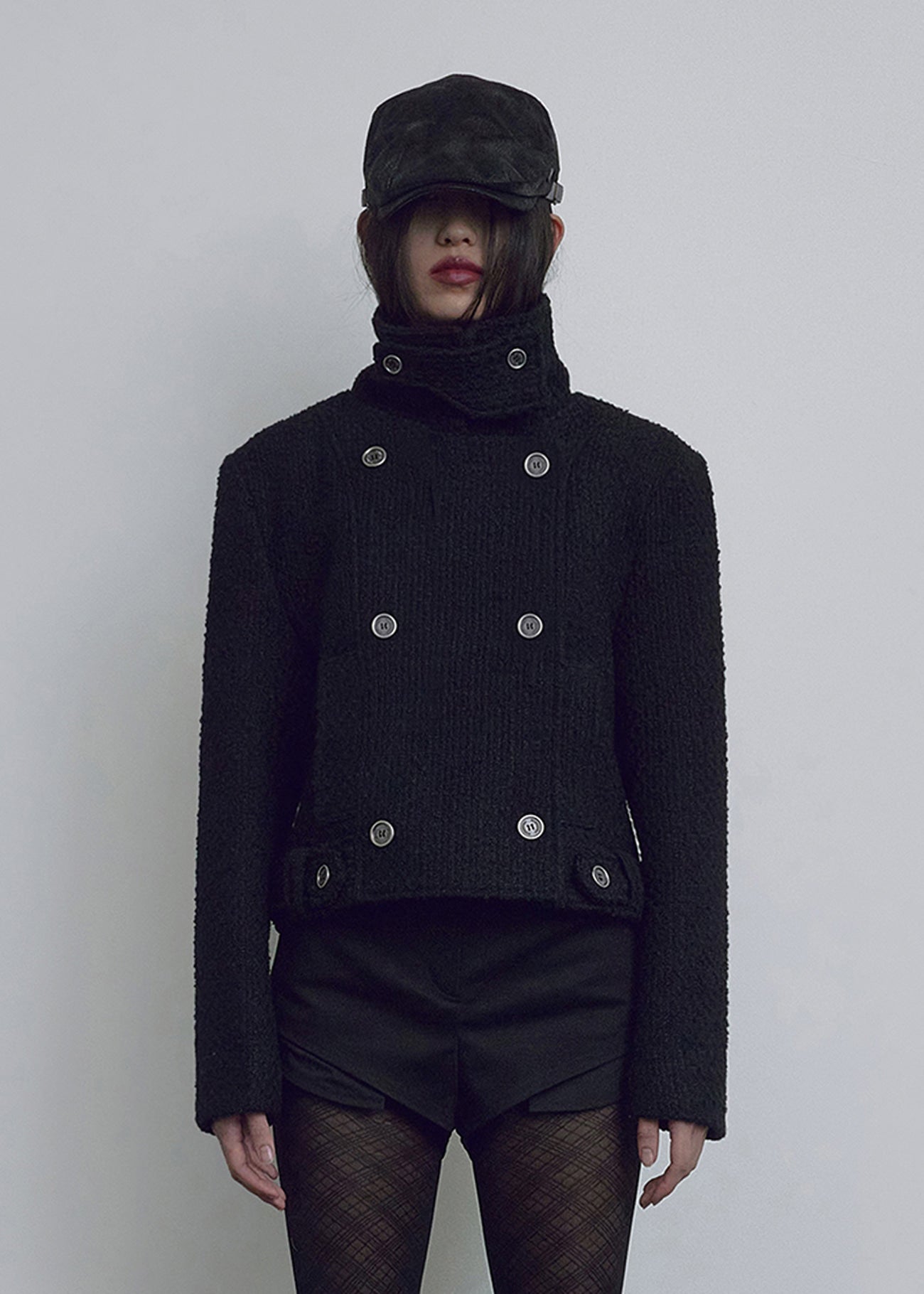 ジャケット・アウター bohemseo BELTED HALF COAT, TWEED BLACK BOHEMSEO BELTED HALF COAT, TWEED BLACK – SeoulSeoul