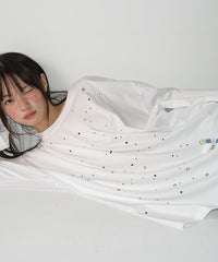 RONRON MINI POCKET MILKY WAY OVER FIT LONG SLEEVE WHITE