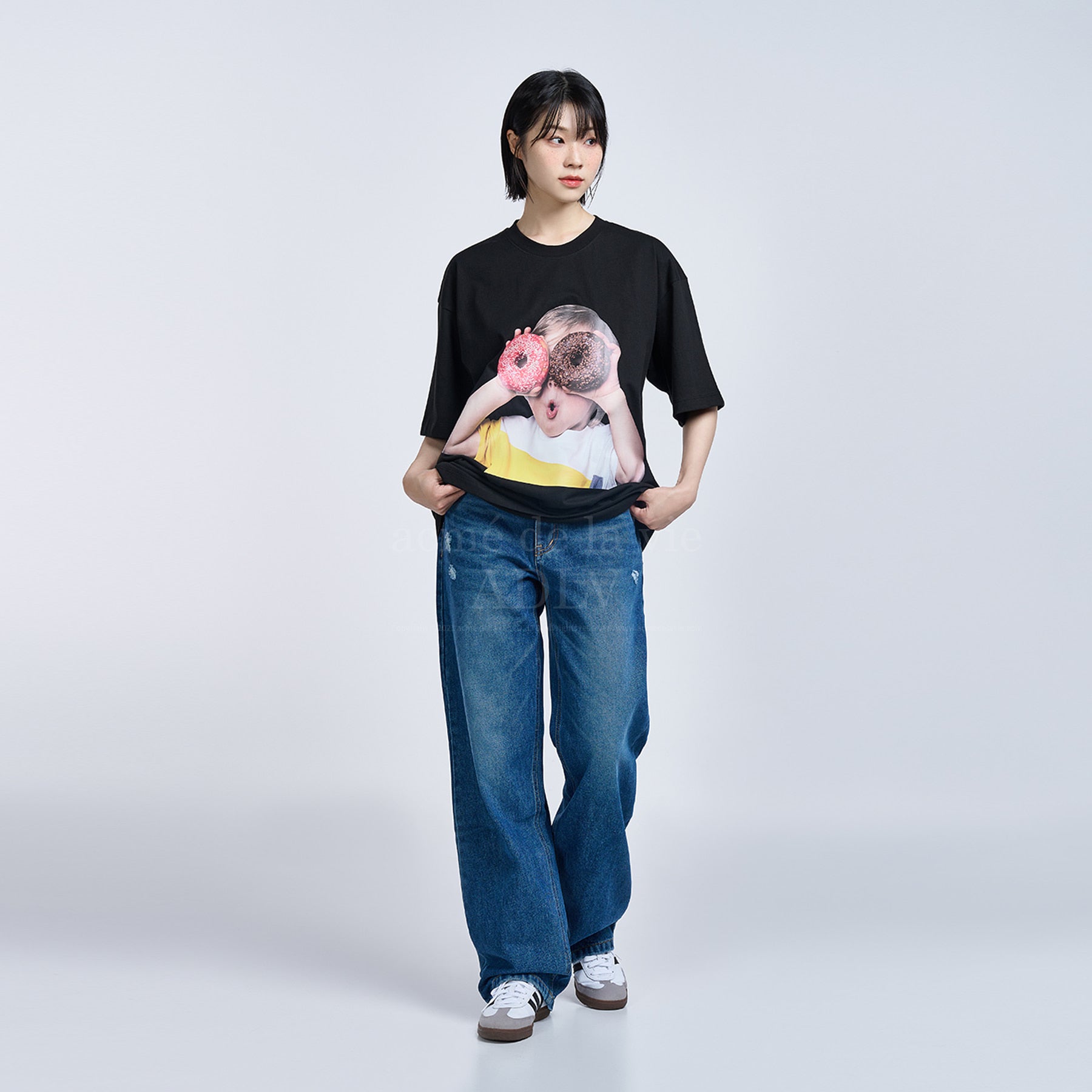 Tシャツ・カットソー ACME DE LA VIE ADLV BABY FACE SHORT SLEEVE DONUT 3 4BUK097 acmé de la vie ADLV BABY FACE SHORT SLEEVE T-SHIRT BLACK