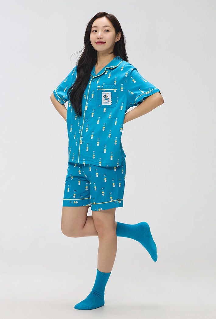 ★SPAO★ Pokemon Pokemon Pokemon Ball Short Sleeve Pajamas L SPAO x Pokemon Short Sleeve Pajamas BLUE – SeoulSeoul